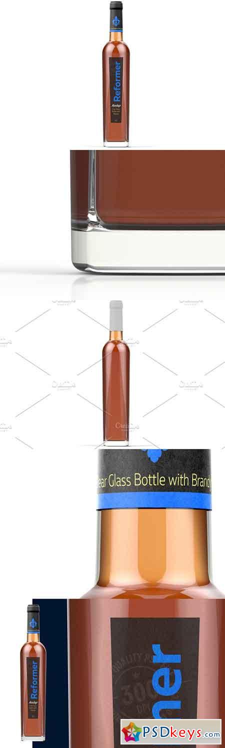 Glass Bottle With Brandy Mockup 0,5L 2115992