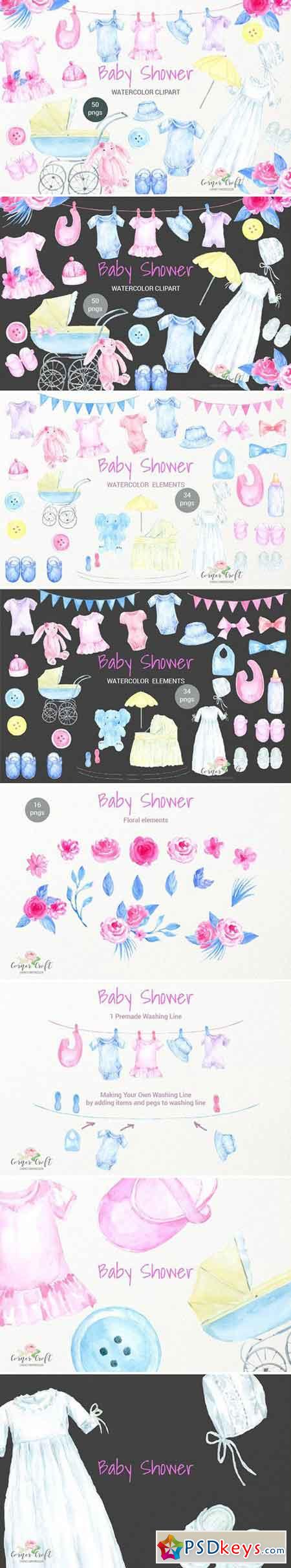 Watercolor Baby Shower Clipart 2232641