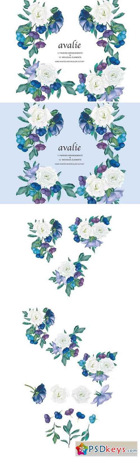 White & Blue Rose Arrangements 1910019