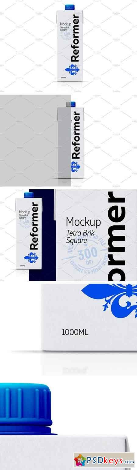 Mockup Milk Package Tetra Brik 1L 2091905