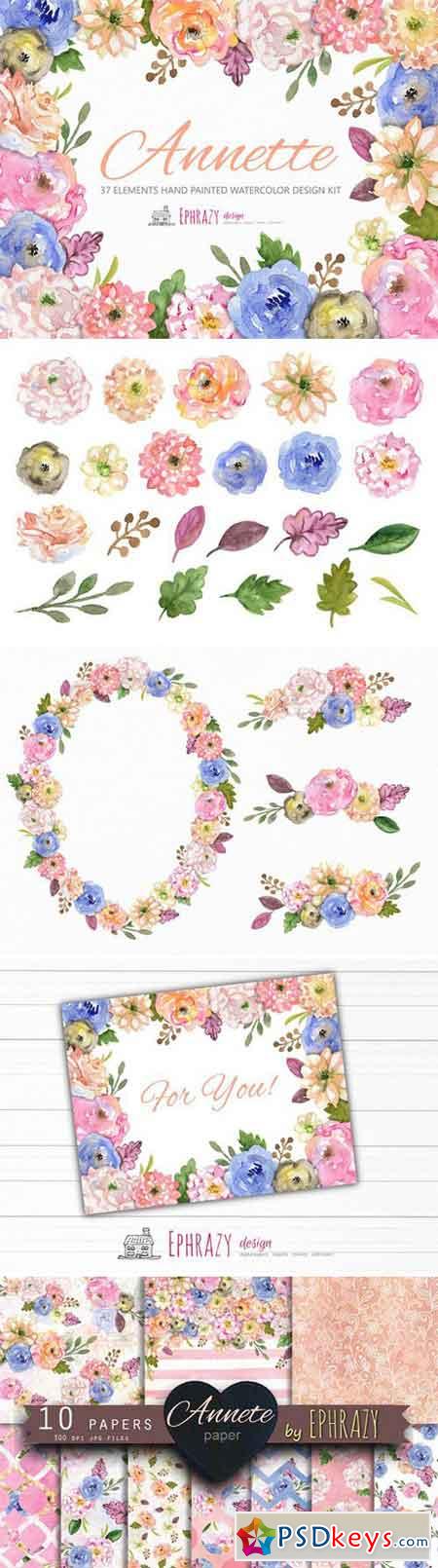 Annete floral bundle Clipart paper 2227805