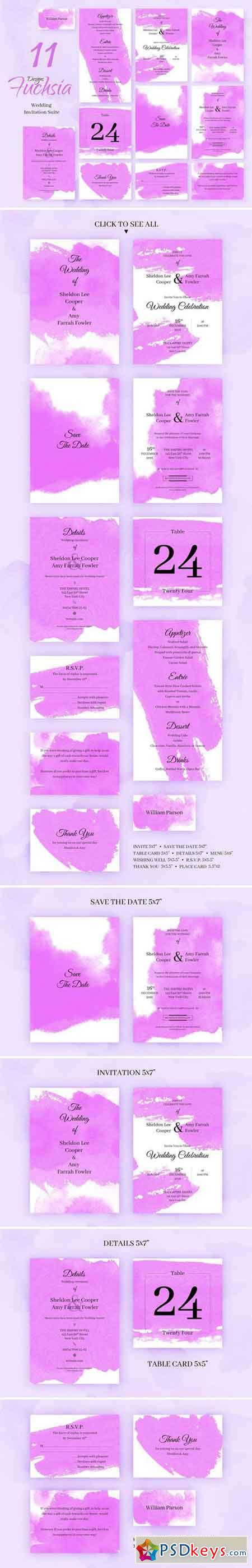 Fuchsia Wedding Invitation Package 2219620