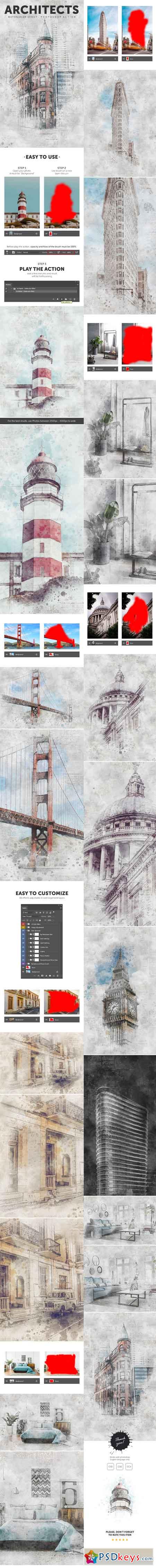 Architects - Watercolor Effect Photoshop Action 21364345