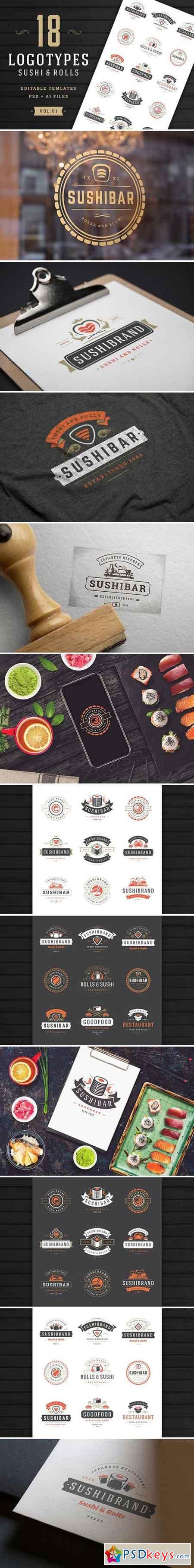 18 Sushi Bar Logos and Badges 2230762