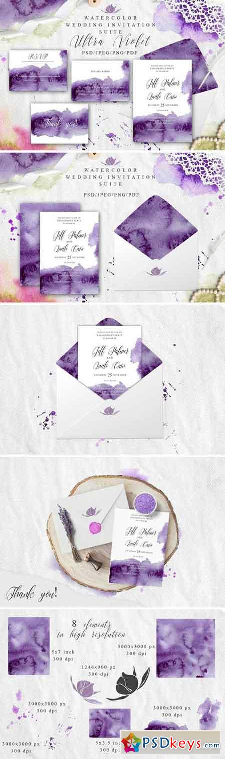 Ultra Violet Watercolor Wedding card 2254751