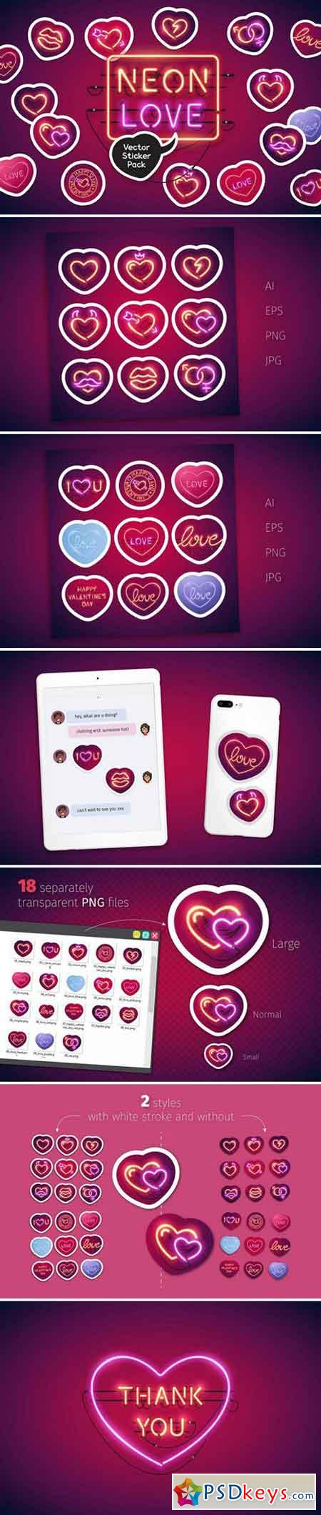 Neon Valentine's Day Sticker Pack 2255440