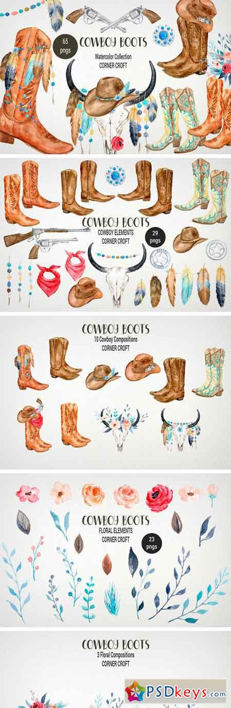 Watercolor Cowboy Boots Collection 2272625