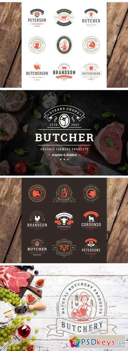 18 Meat Food Logos and Badges 2316377
