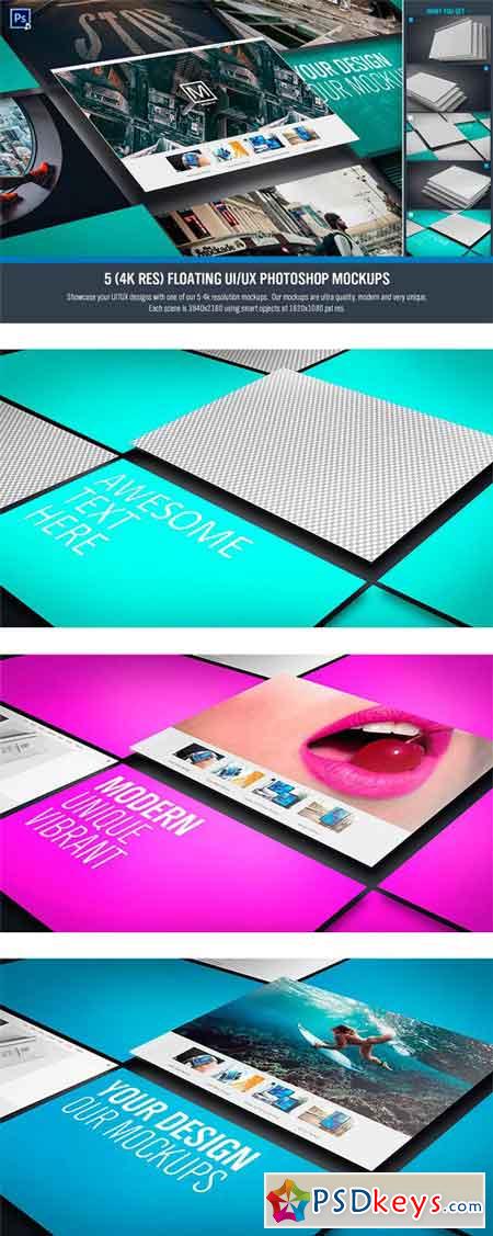 Floating UI UX Photoshop Mockups 2295088