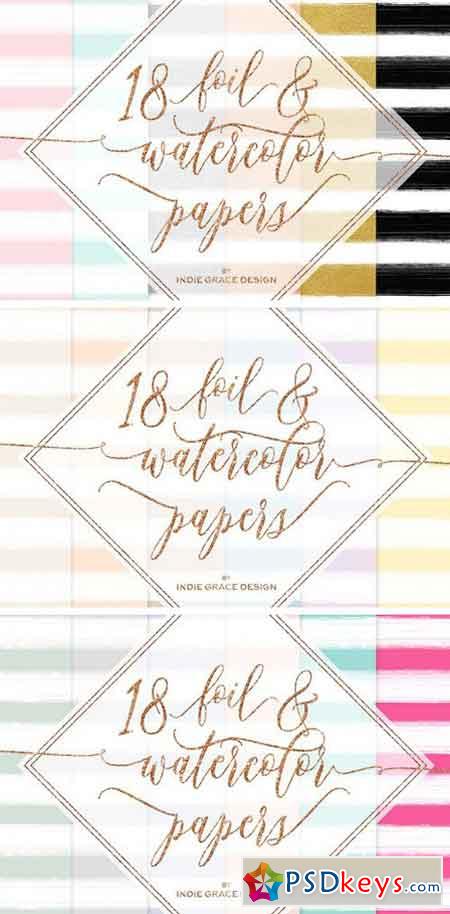 Watercolor Stripes Gold Foil Papers 529755