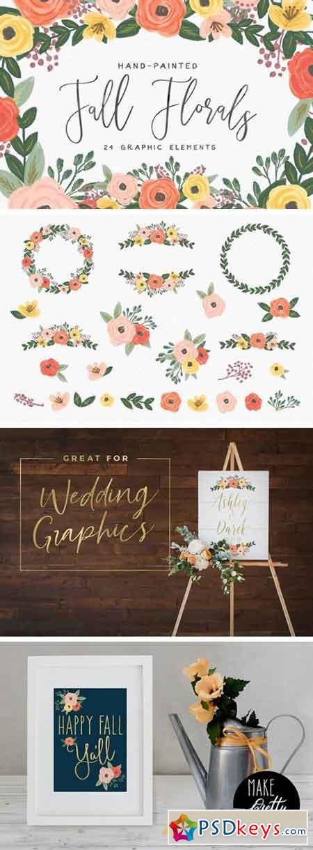 Hand Painted Fall Flowers 1826822