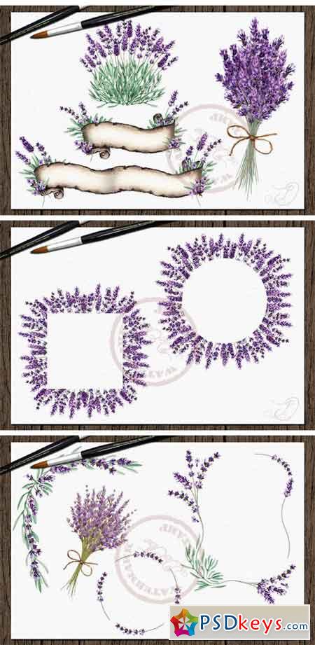 Lavender Frames Watercolor Clip Art 2315682