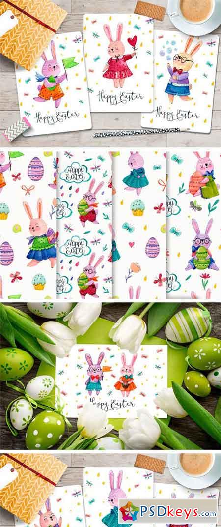 Watercolor Easter Rabbits 2270507
