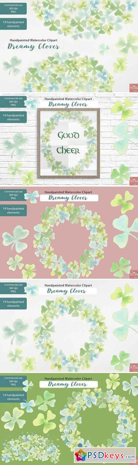 Watercolor Clipart Dreamy Clover PNG 2322289