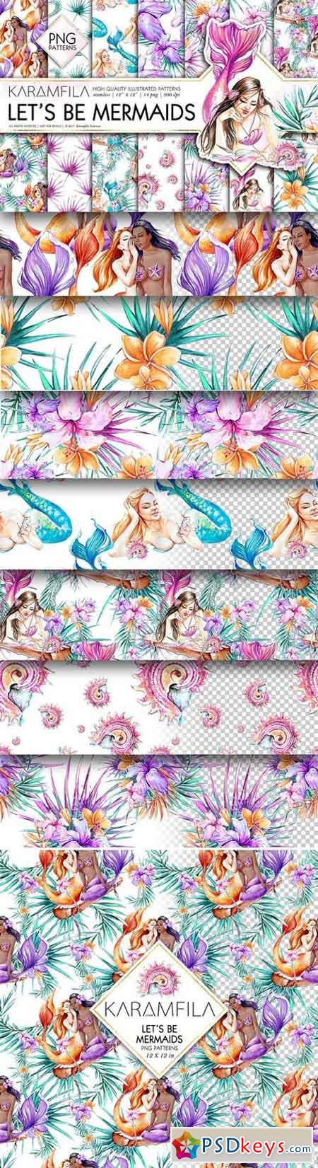 Let's Be Mermaids PNG Patterns 1605126
