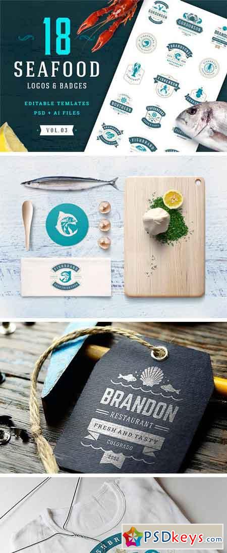 18 Seafood Logos & Badges 2316336