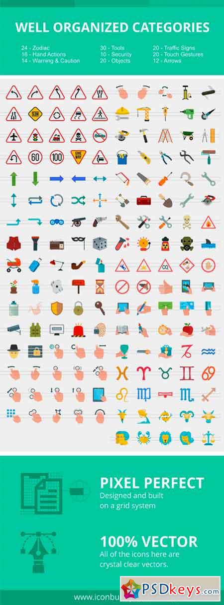166 Signs & Symbols Flat Icons 2316230