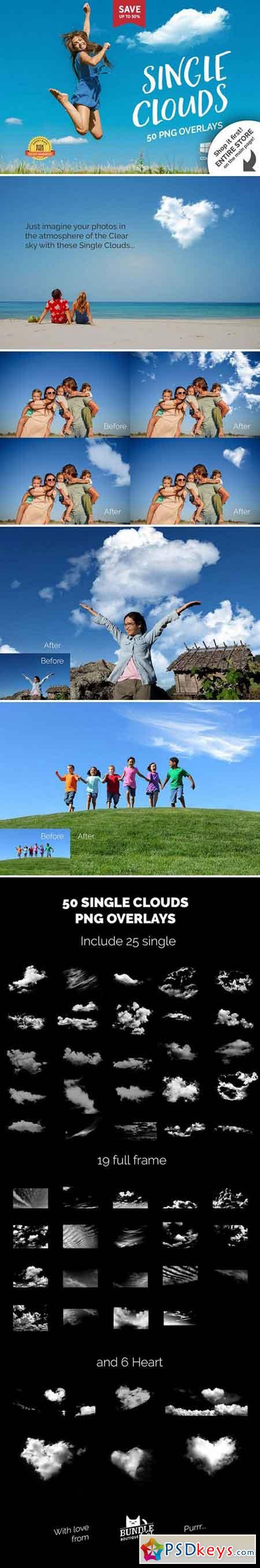 50 Single Clouds Photo Overlays 2321313
