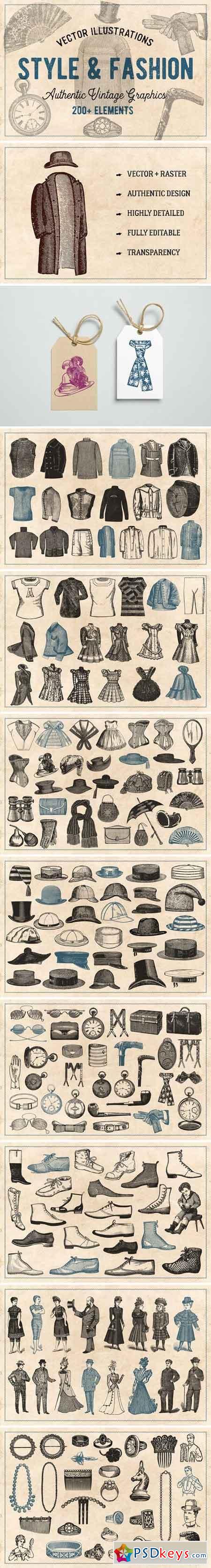 200 Vintage Fashion Illustrations 1763545