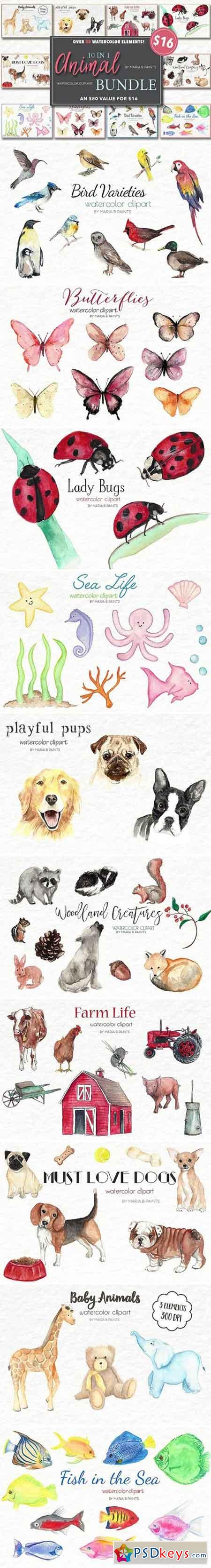 Watercolor Clip Art - Animals 2104147