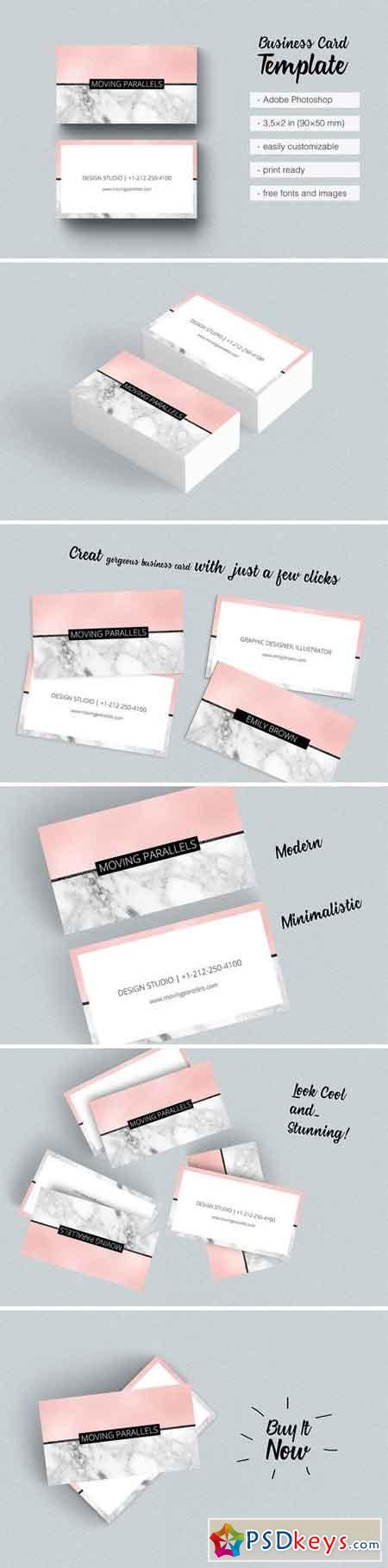 Rose Gold Marble Pink Business Card 1554433