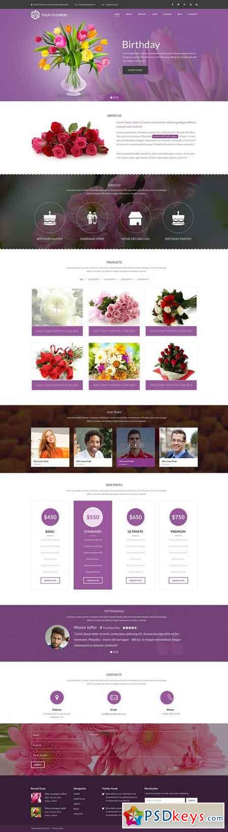 One Page Flower PSD Website Template 2346375