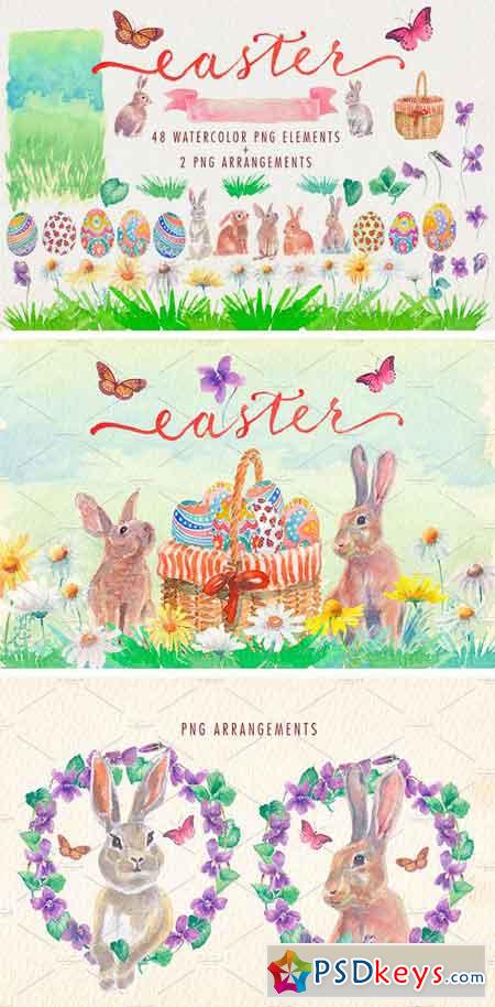 Watercolor Easter Clipart Set 2337975