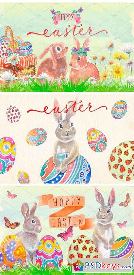 Watercolor Easter Clipart Set 2337975