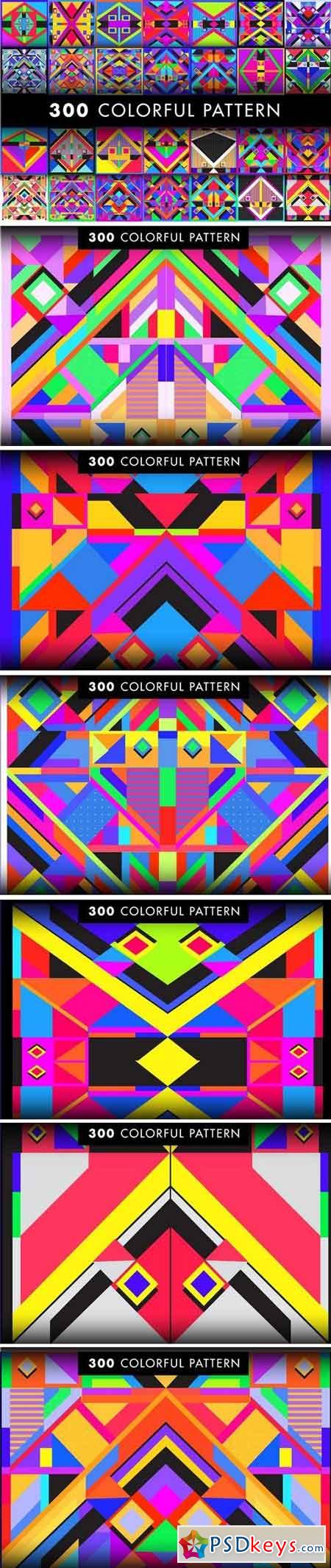 300 Colorful Retro Geometric Pattern 2029338