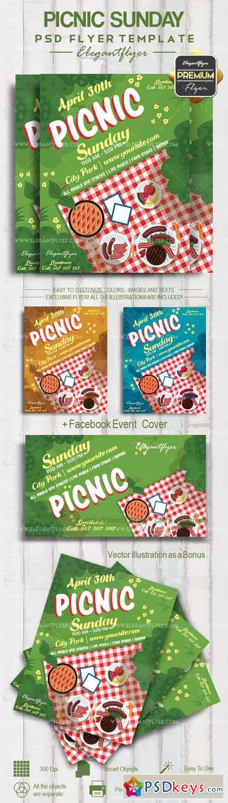 Picnic Sunday  Flyer PSD Template + Facebook Cover
