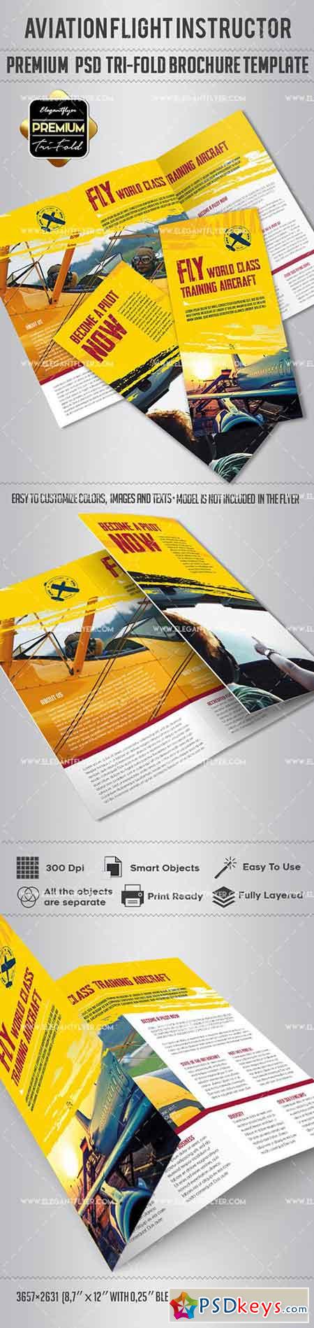 Aviation Flight  Premium Tri-Fold PSD Brochure Template
