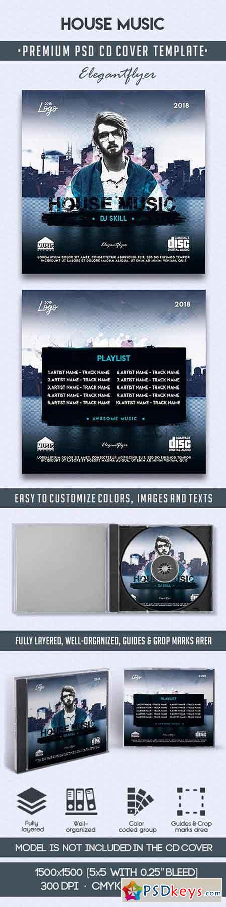 House Music  Premium CD Cover PSD Template