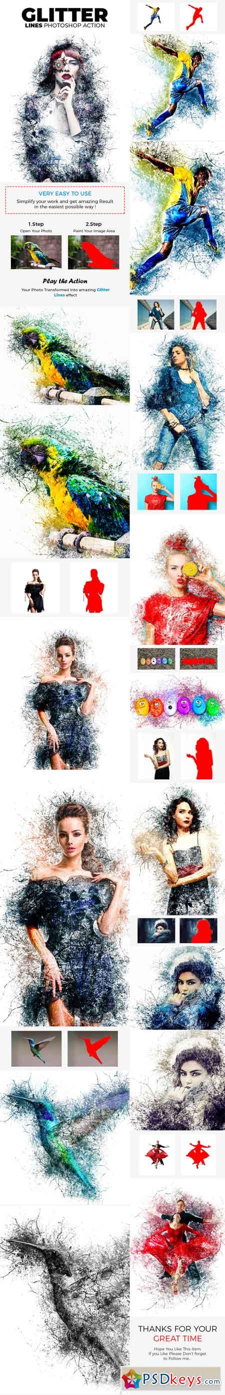 Glitter Lines Photoshop Action 21633519