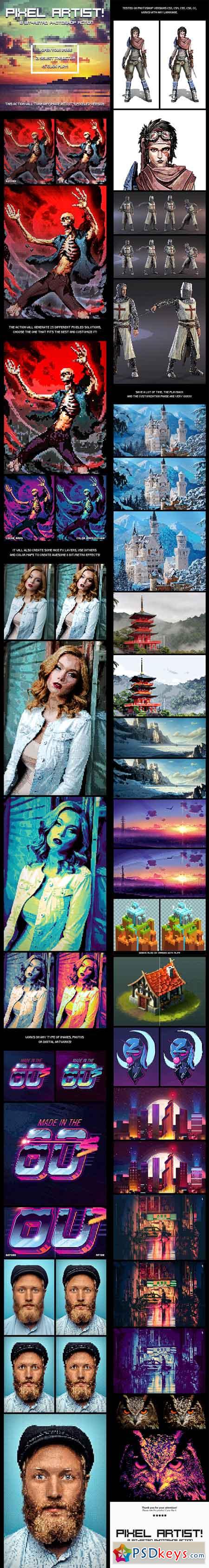 Pixel Artist - 8 Bit Retro - Photoshop Action 21617723