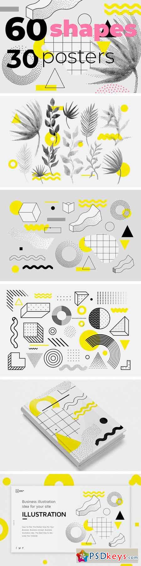 60 Geometric Shapes, 30 Posters 2350852