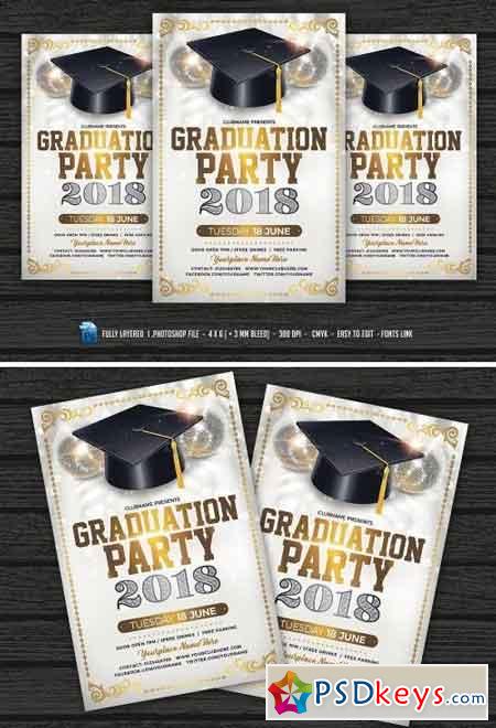 Graduation Party Flyer Template 1550521