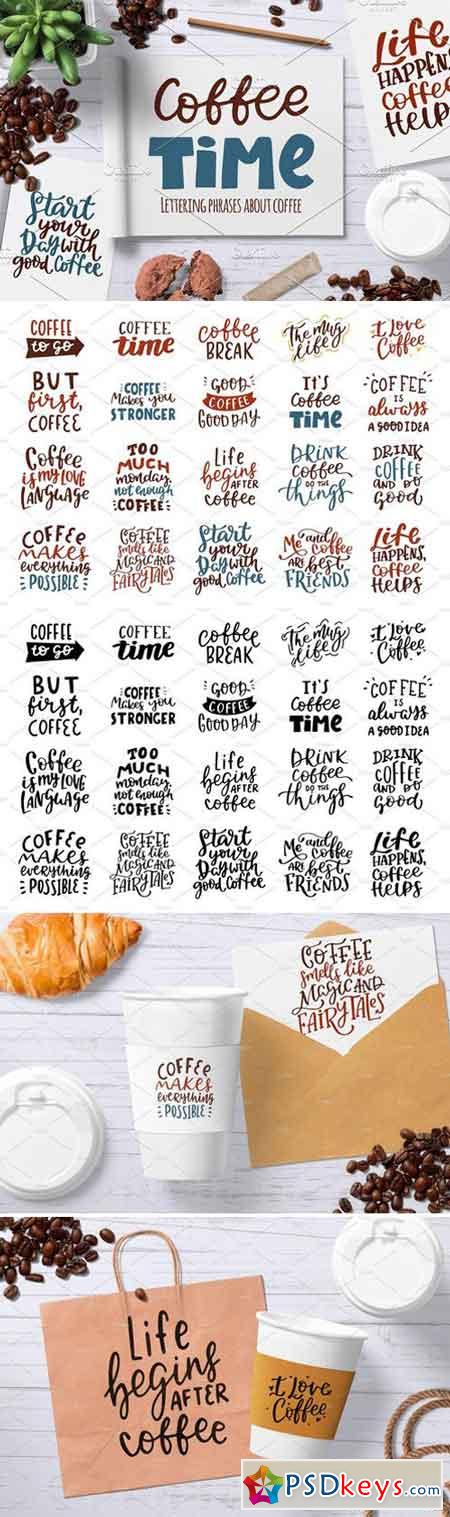 Coffee hand drawn lettering set 2356487