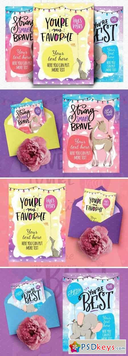 Cute animals and wishes cards 1569159