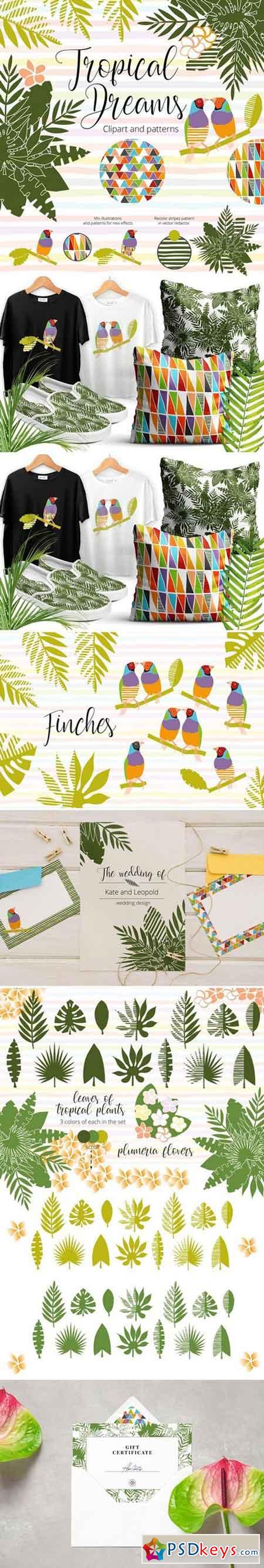 Tropical dreams.Clipart and patterns 2352330