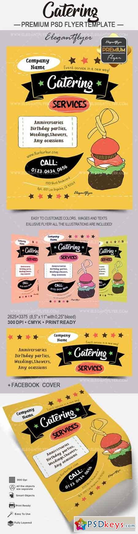 Catering  Premium Flyer PSD Template + Facebook Cover
