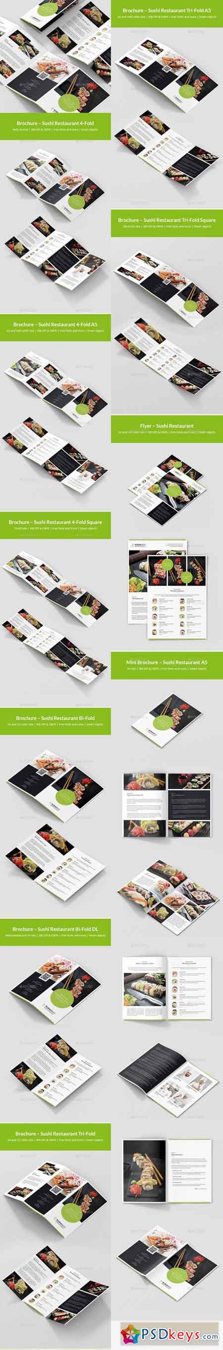 Sushi Restaurant  Brochures Bundle Print Templates 10 in 1 21336721