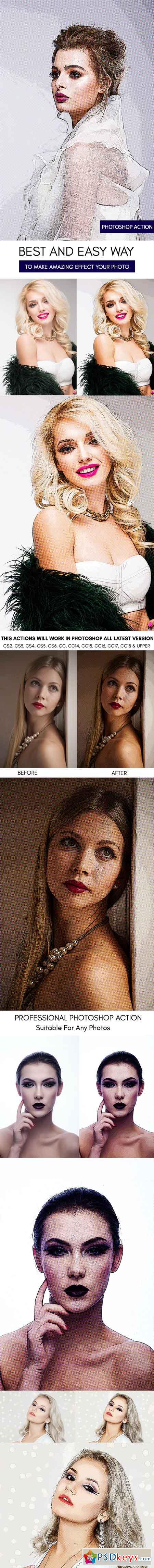 Exaggerated Drawing Photoshop Action 21658501