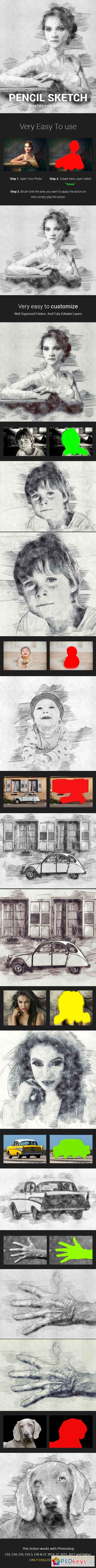 Pencil Sketch Photoshop Action Photo Effects 21683660