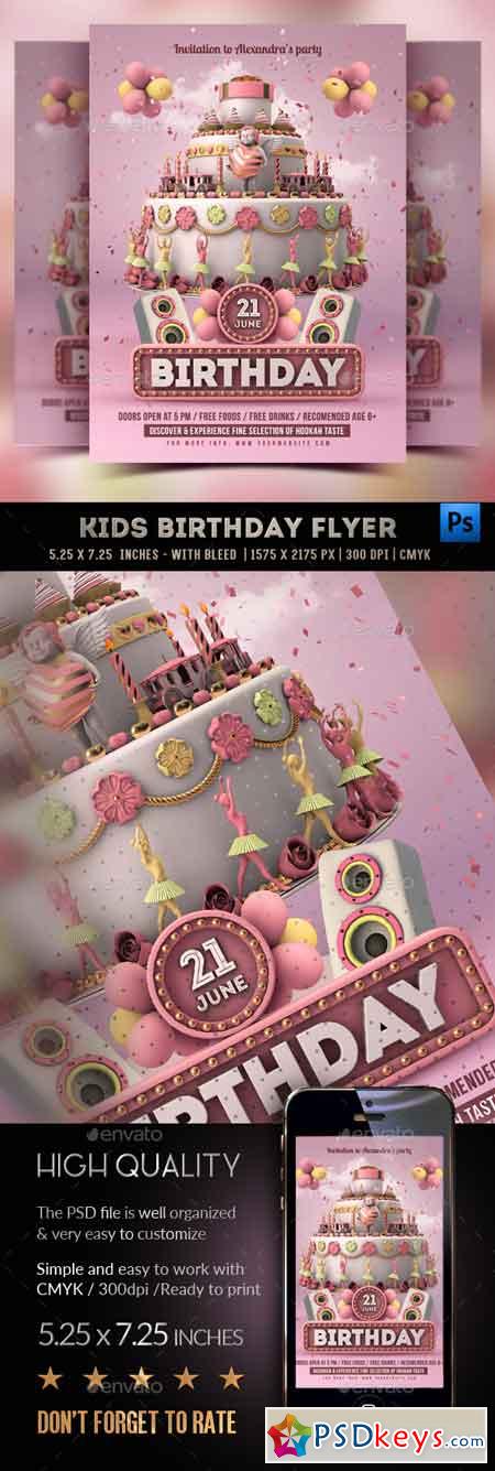 Kids Birthday Party - Girls Flyer 21743022