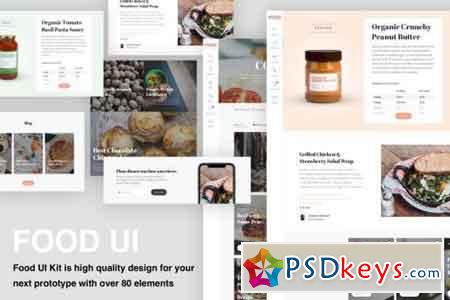 Food & Recipe UI kit with over 80 elements