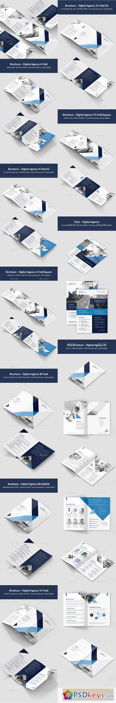 Digital Agency  Brochures Bundle Print Templates 10 in 1 21522240