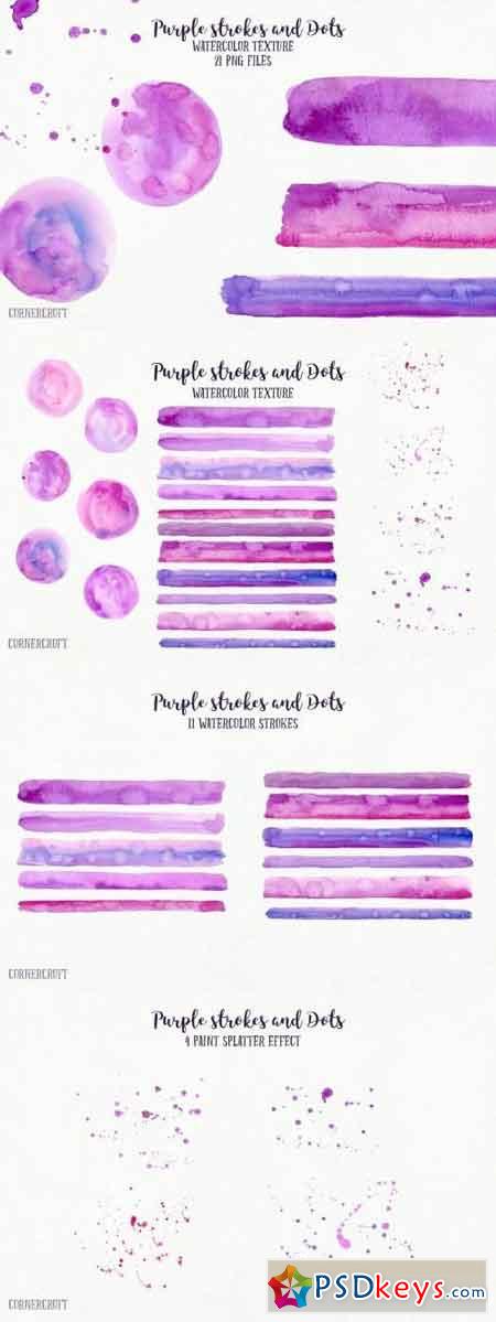 Watercolor Purple Texture Brush Strokes