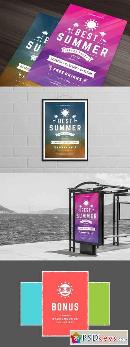 Summer beach party flyer template 1452409
