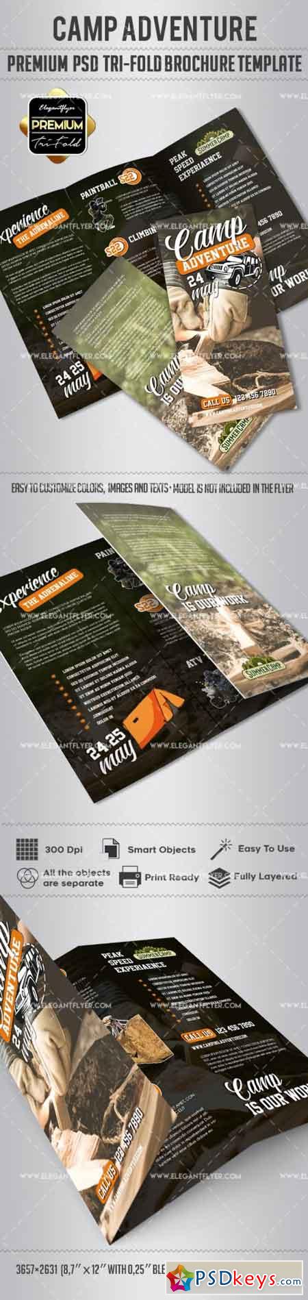 Camp Adventure  Tri-Fold Brochure PSD Template