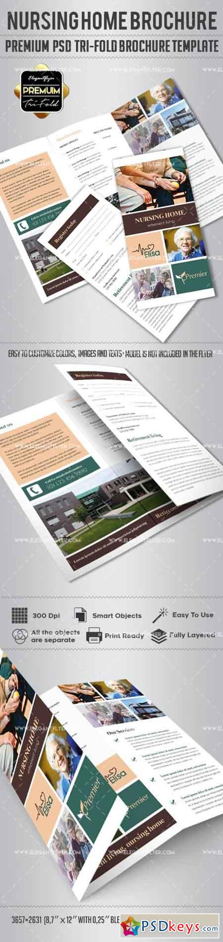 Nursing Home  Tri-Fold Brochure PSD Template